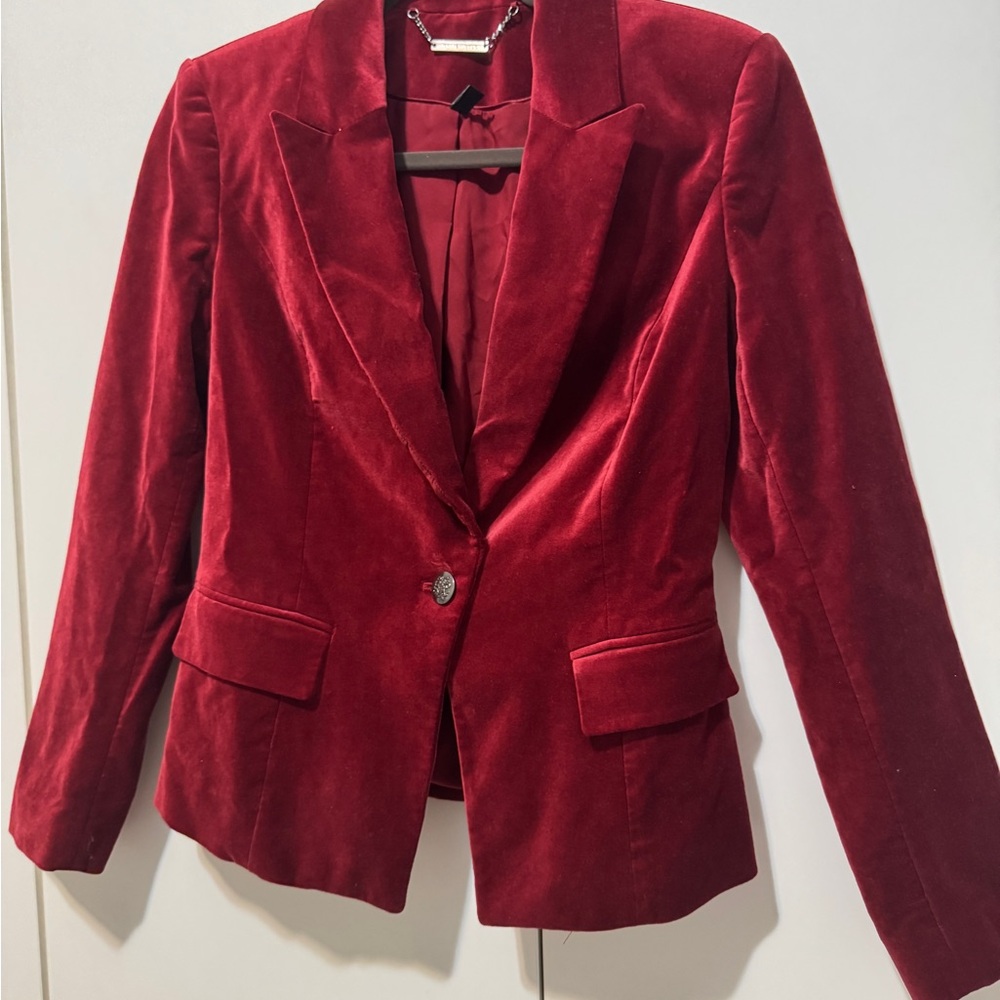 White House Black Market Red Velvet Blazer